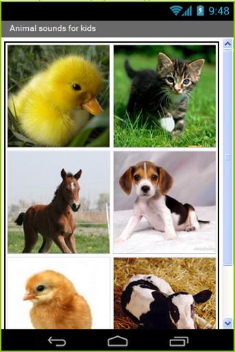Android - Animal sounds for kids - Prototypage
